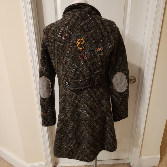 Desigual wool coat size 44 or Large gray/brown with subtle black metallic thread - Picture 3 of 14